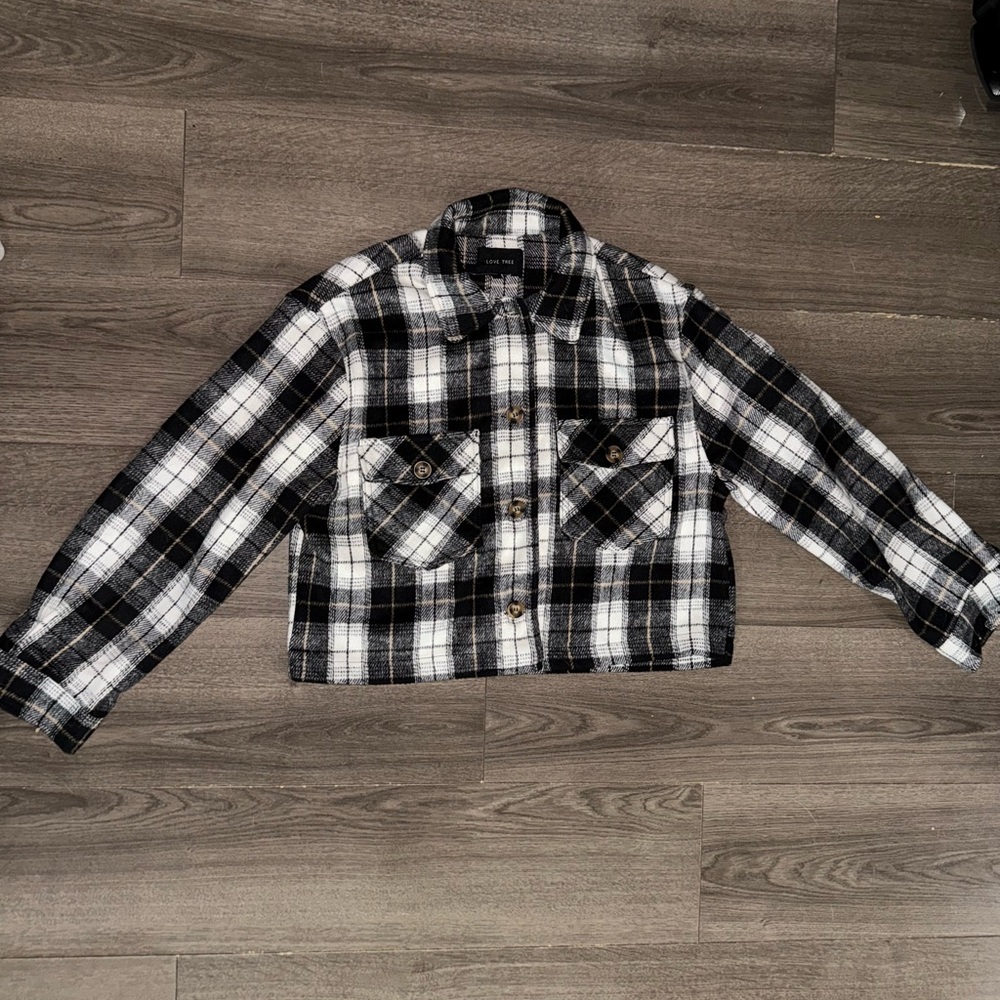 Plaid Black and White Pea Coat